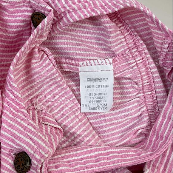 Vtg Baby B'gosh by Oshkosh Overalls Pink White Striped Made in USA Size 6-9 Mo - Picture 6 of 9